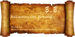 Balassovich Botond névjegykártya